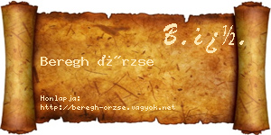 Beregh Örzse névjegykártya